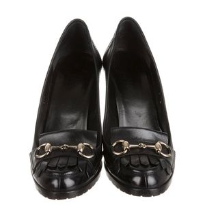 Vintage Gucci Heeled Loafers: Horsebit Hardware, Lug-Sole Kiltie